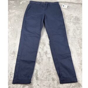 Gap Women Navy Blue Broken-In Straight Khakis Tall Size 4 Cotton Blend Pants
